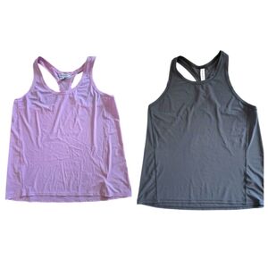 Athleta Womens Racer Back Tank Top Bundle Size Medium Liliac Black Activewear